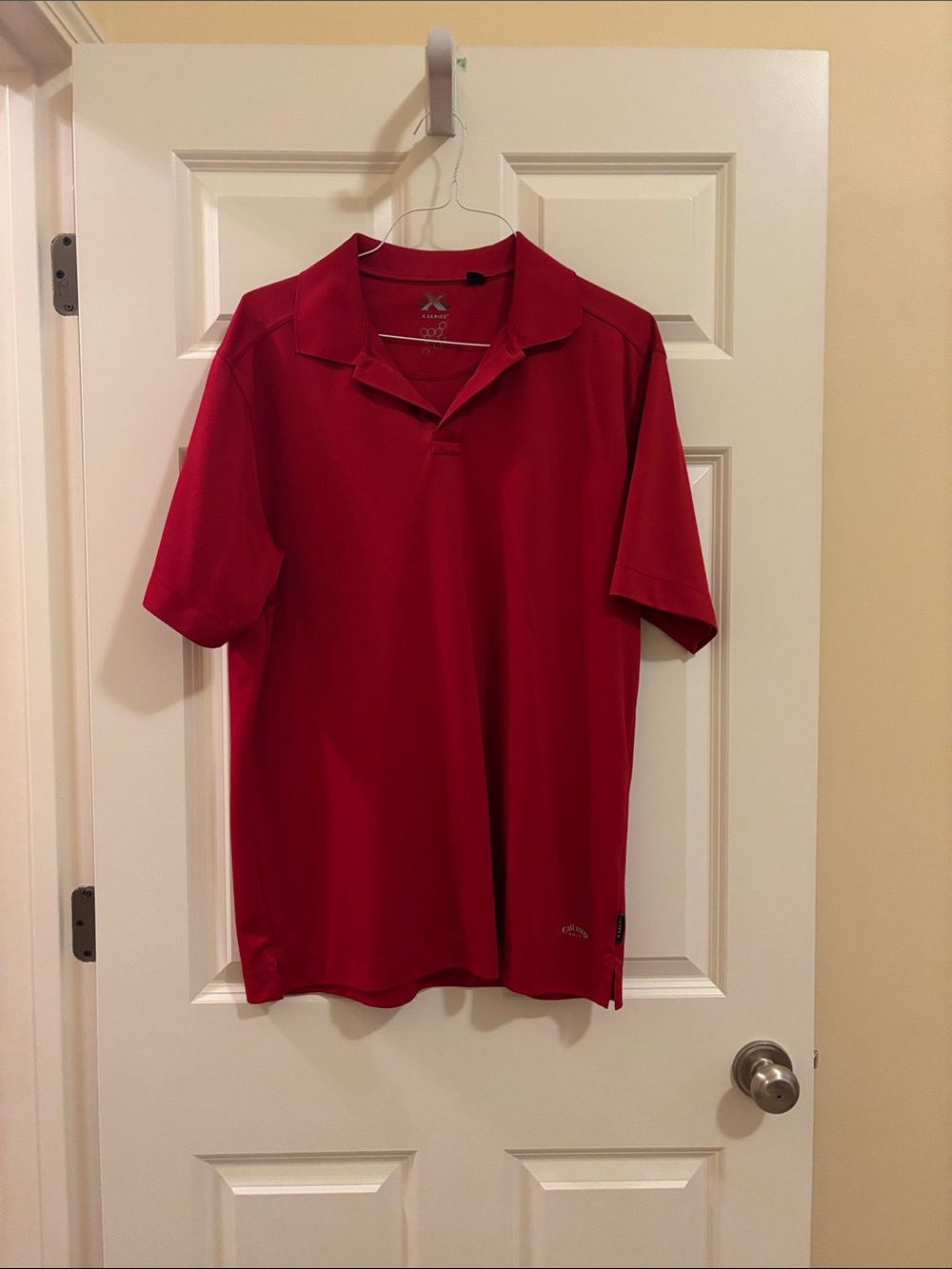 Red Golf Polo with Wells Fargo Embroidered